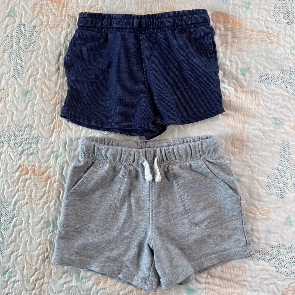 Carter’s French Terry Shorts Bundle 3T Gray Blue Pull On Unisex